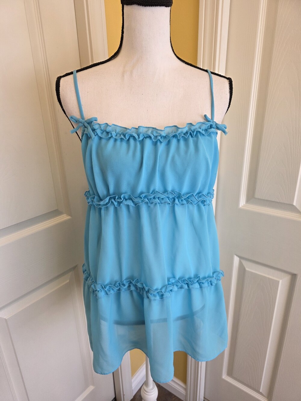 DENTELLE BLUE BABYDOLL TOP, SIZE XL